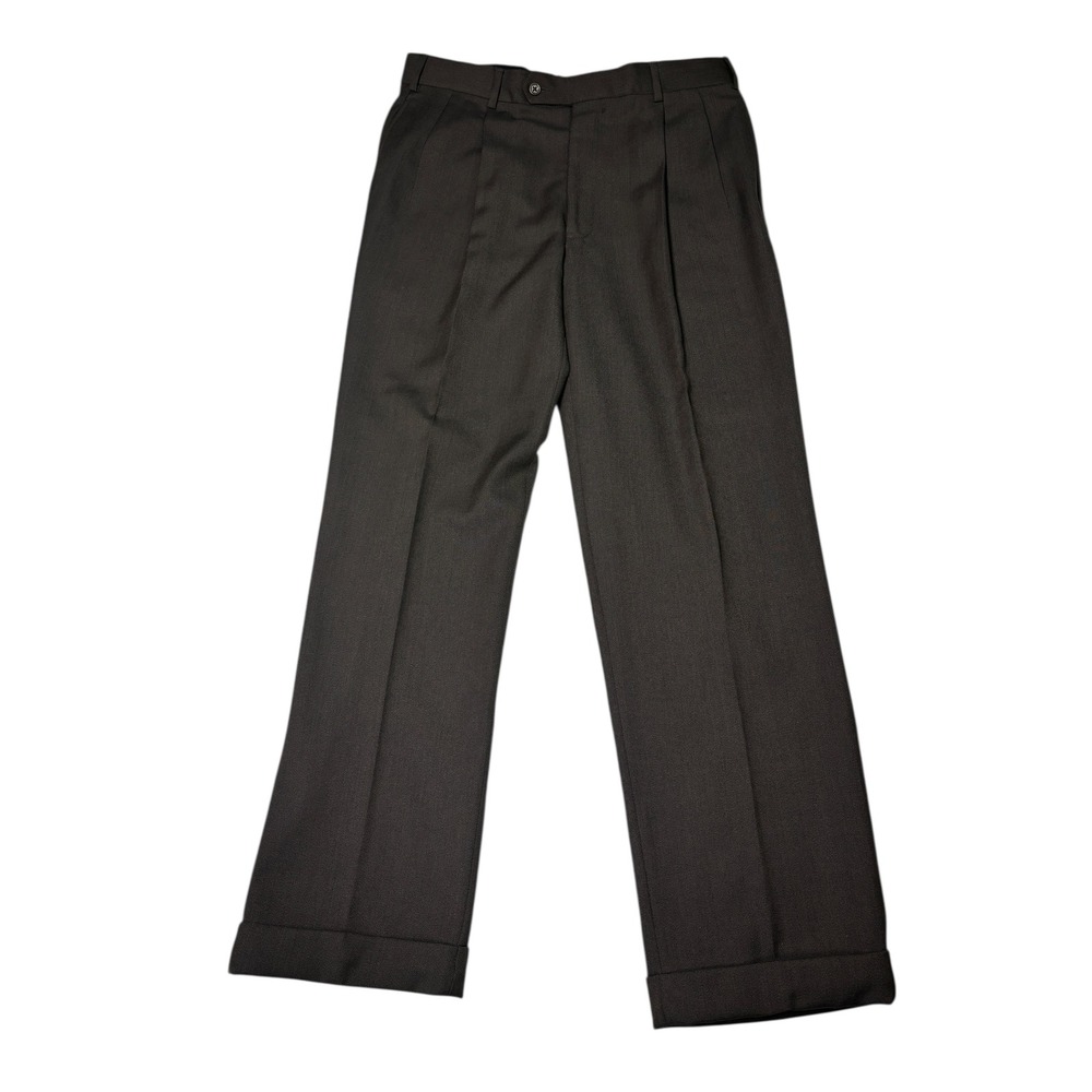 Brooks Brothers 346 Mens Pleated Wool Dress Pants Brown W35 L32 Cuffed